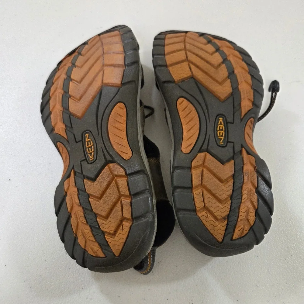 Keen Mens Brown Leather‎ Waterproof Bungee Fisherman Hiking Sandals Toe Guard